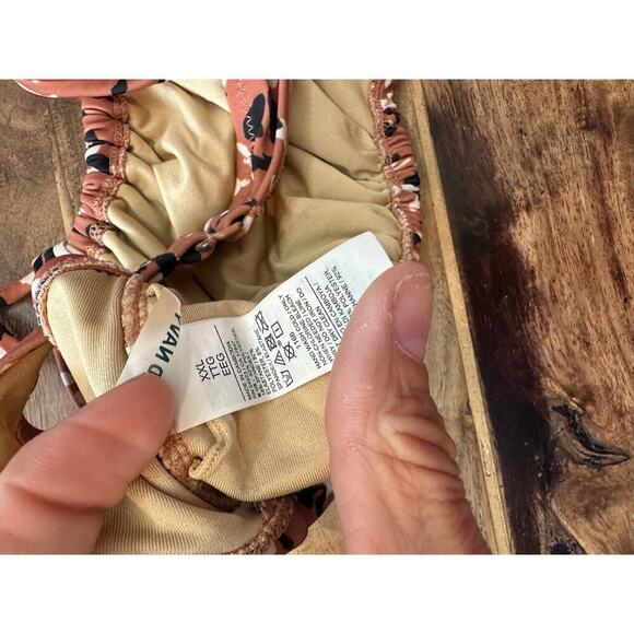 Old Navy cheetah animal print Brown & Black Gathered Key-hole Swim Top Size XXL - Picture 7 of 7